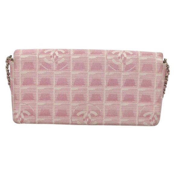 CHANEL New Travel line Choco Bar Chain Shoulder Bag Nylon Pink CC Auth 121966 - Picture 2 of 16